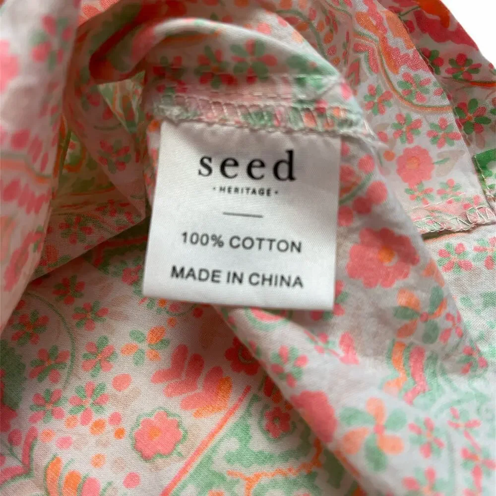 Seed White Pink Multi Girls Tunic With Tassels Size 4-5